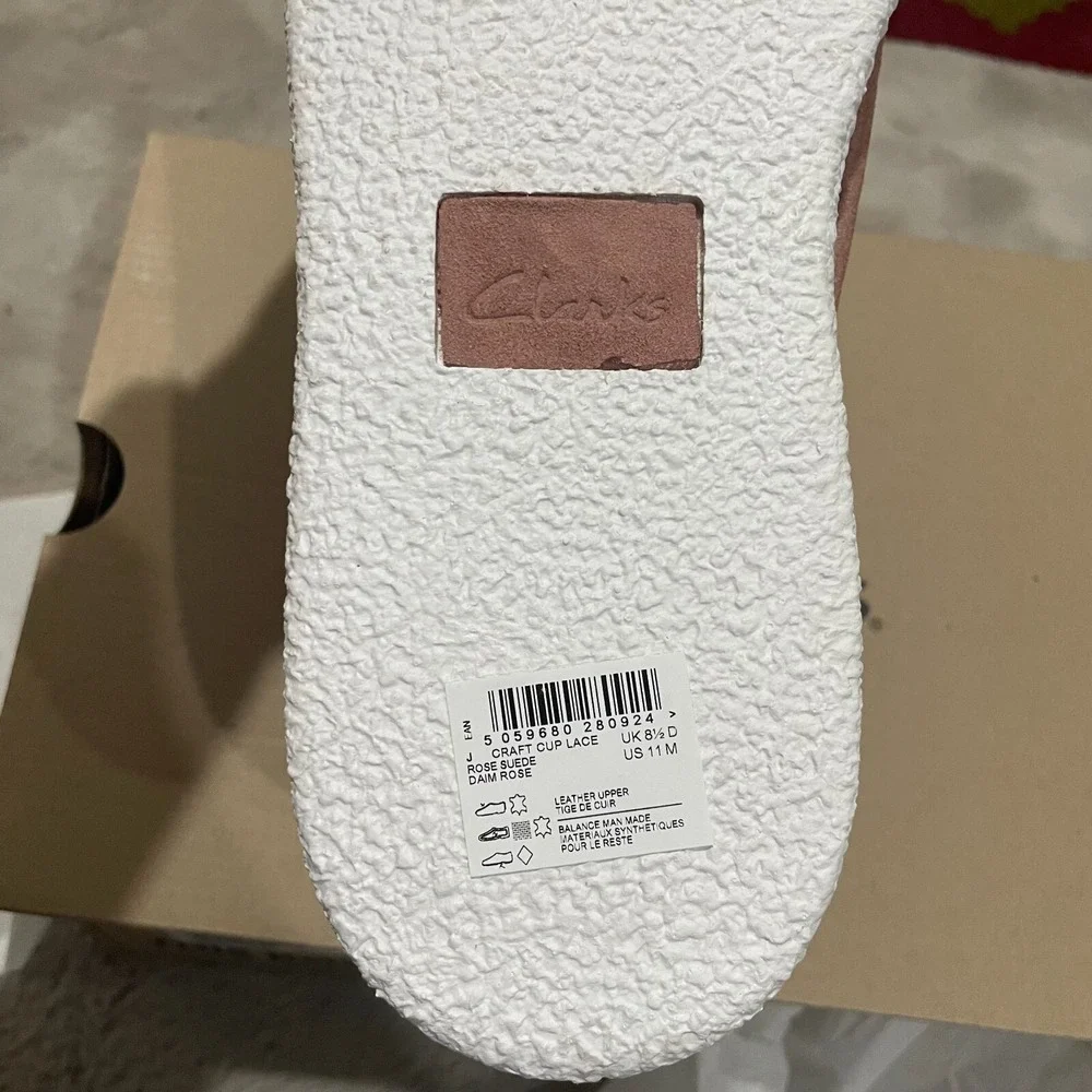 New Clarks Craft Cup Lace Sneakers Soft Girl 11 Rose Suede Pink Low Top Comfort‎